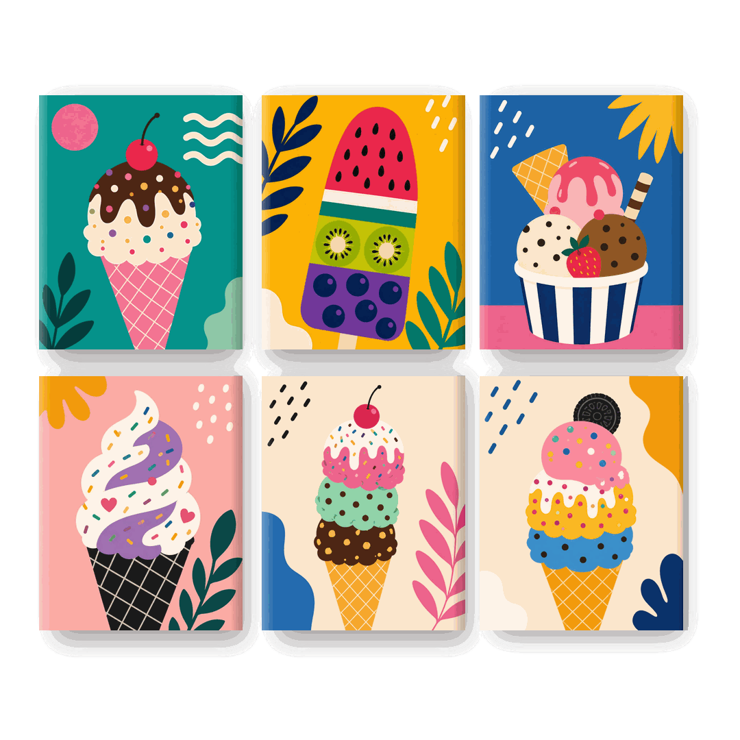 6 Mini Paintings | Ice Cream Set