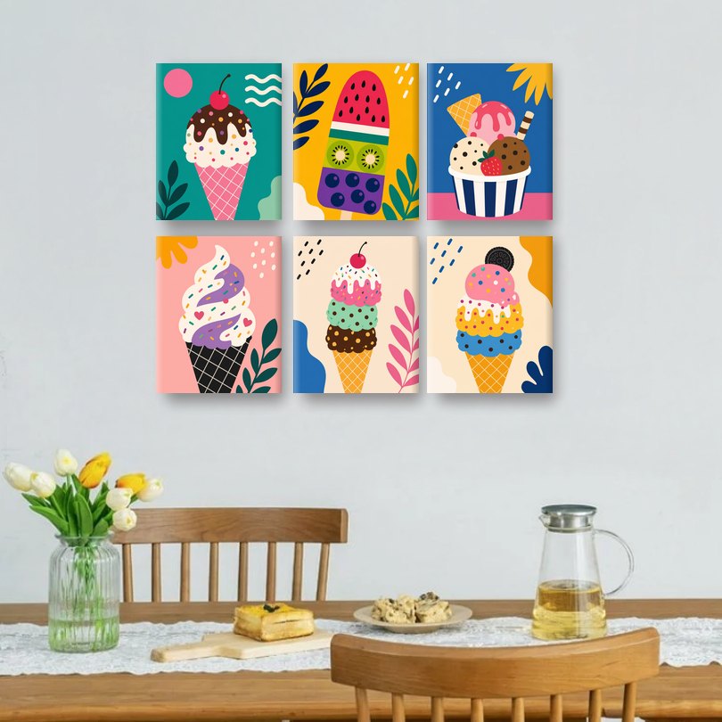 6 Mini Paintings | Ice Cream Set