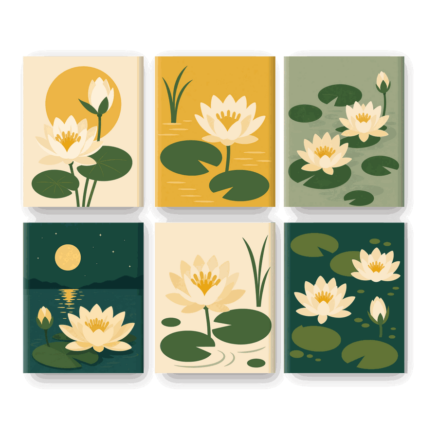 6 Mini Paintings | Lotus Set
