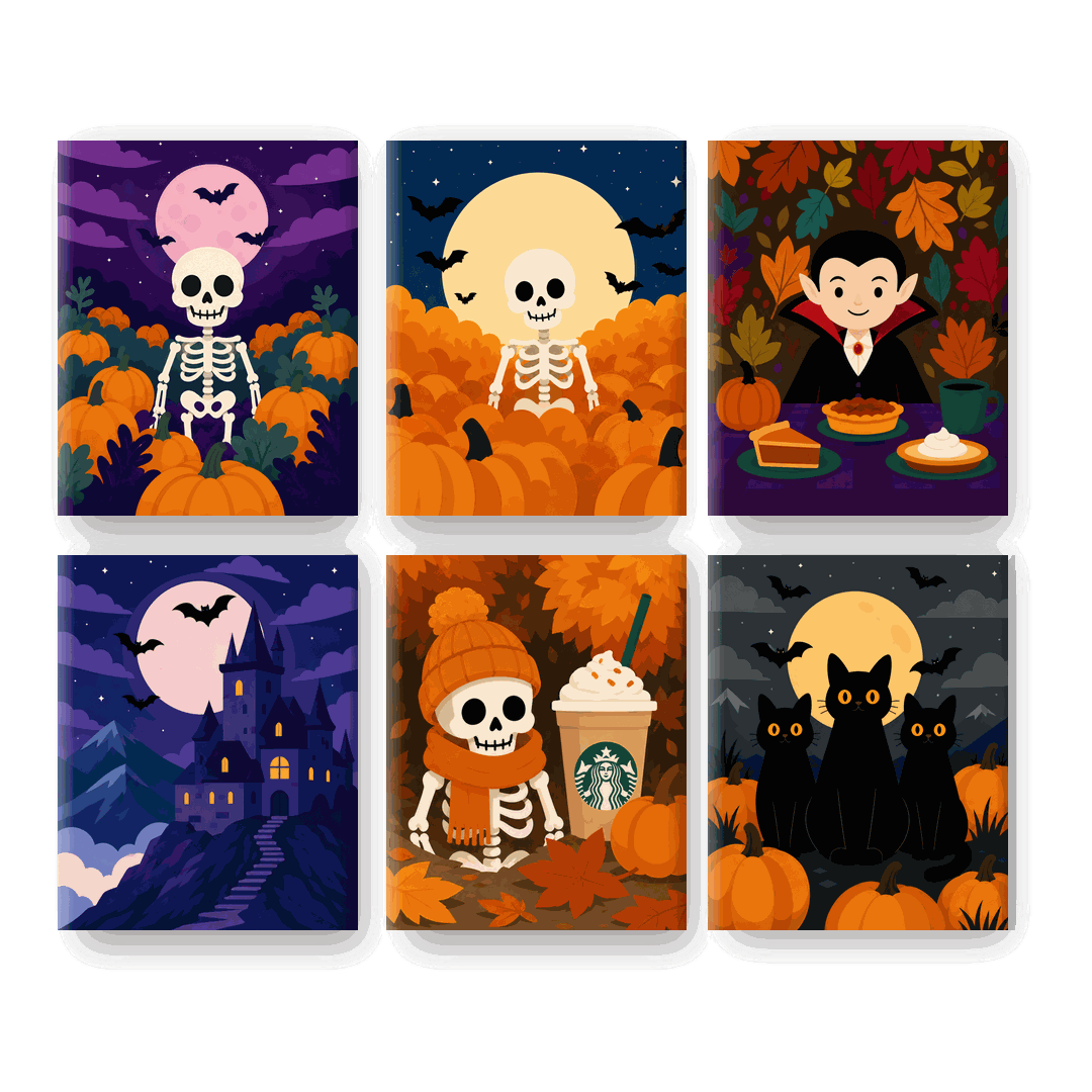 6 Mini Paintings | Autumn Spooktacular Set