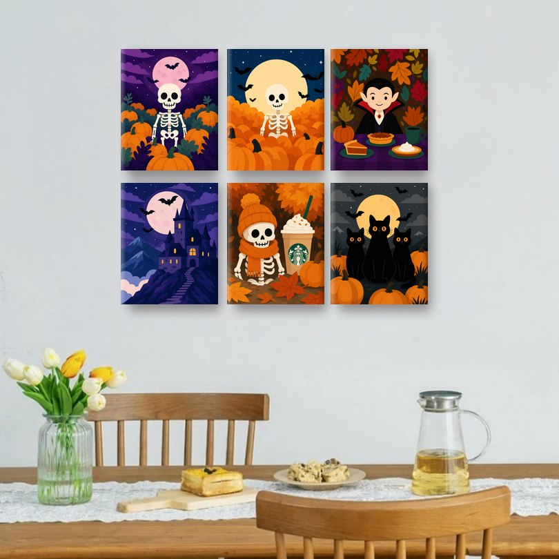 6 Mini Paintings | Autumn Spooktacular Set
