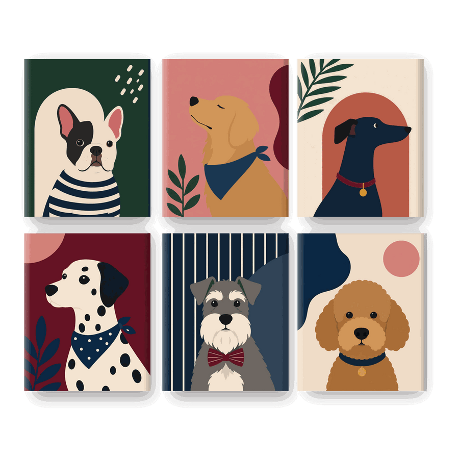 6 Mini Paintings | Boho Dogs Set