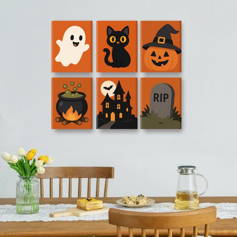 6 Mini Paintings | Classic Halloween Set