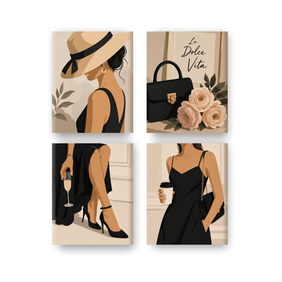4 Mini Paintings | Coffee & Chic Set