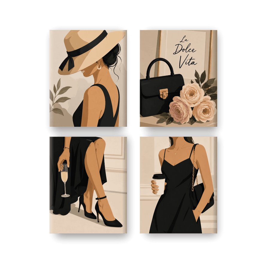 4 Mini Paintings | Coffee & Chic Set