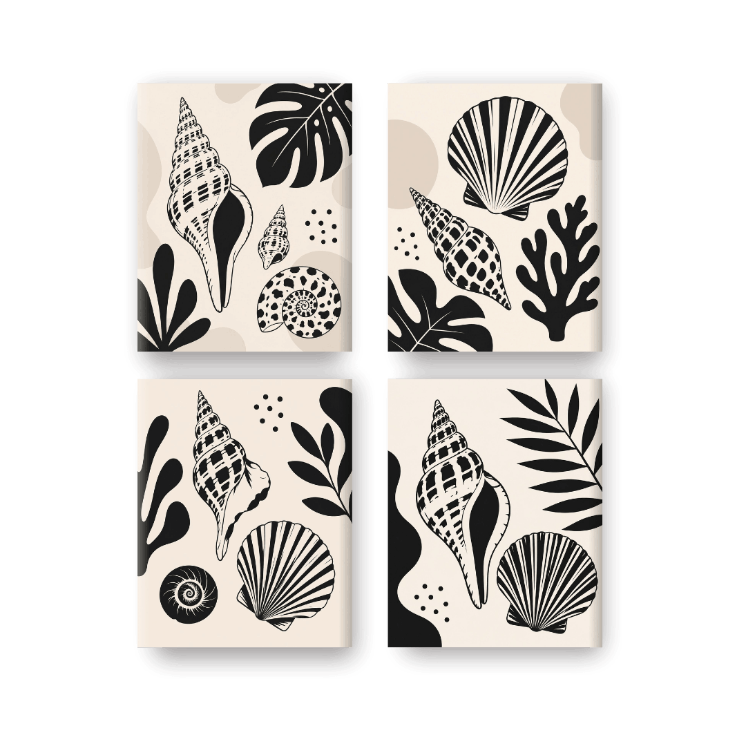 4 Mini Paintings | Seashell Set