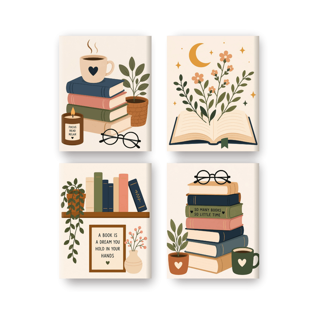 4 Mini Paintings | Book Lover Set