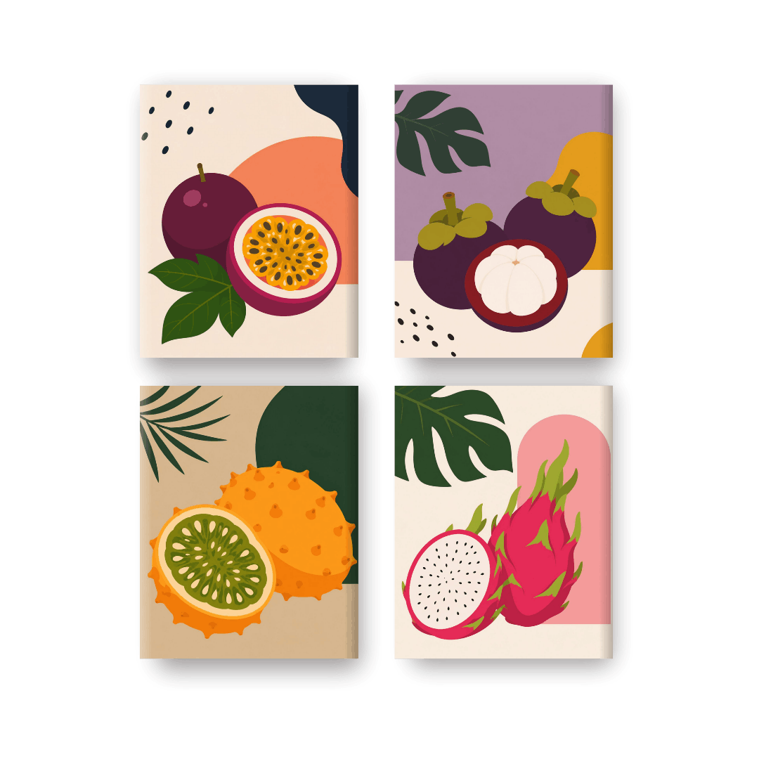 4 Mini Paintings | Tropical Fruit Set