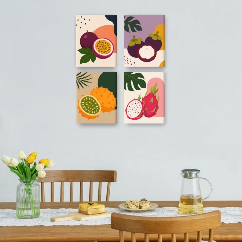 4 Mini Paintings | Tropical Fruit Set