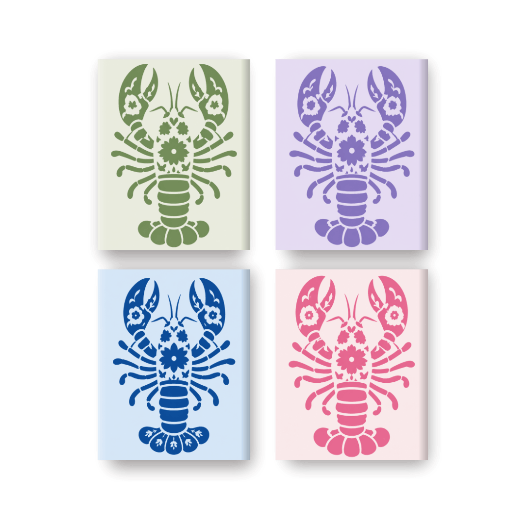 4 Mini Paintings | Delft Lobsters Set