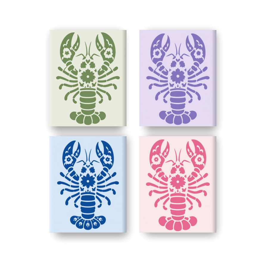 4 Mini Paintings | Delft Lobsters Set