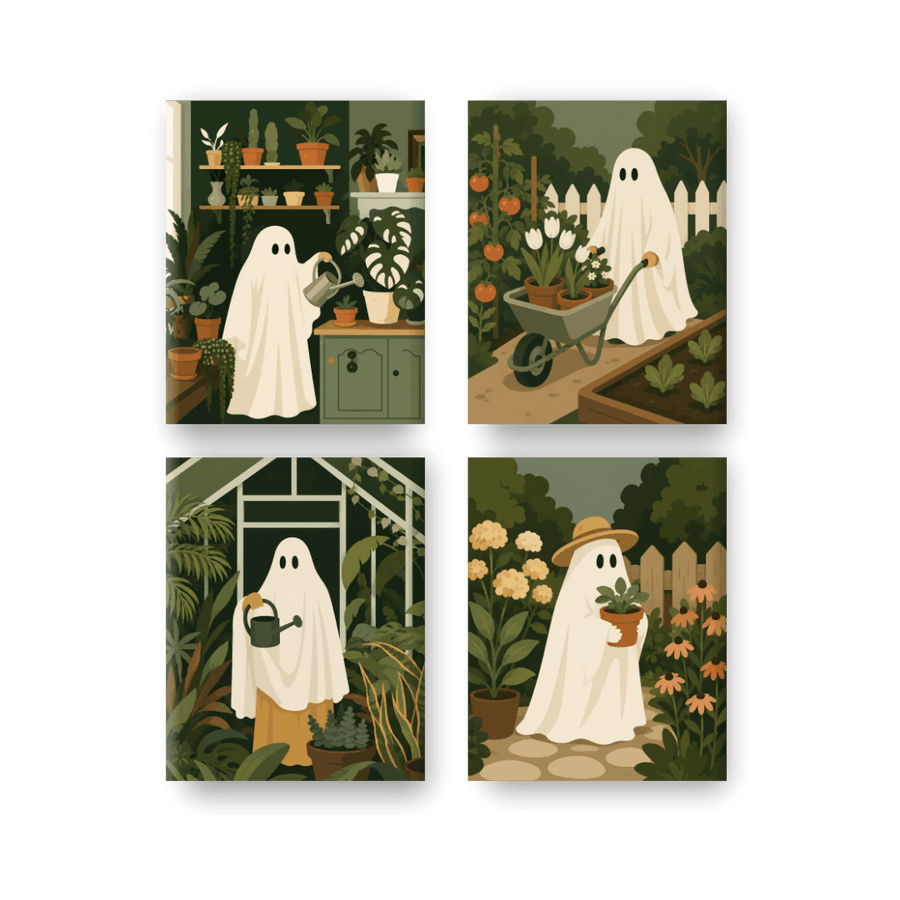 4 Mini Paintings | Boo Garden Set