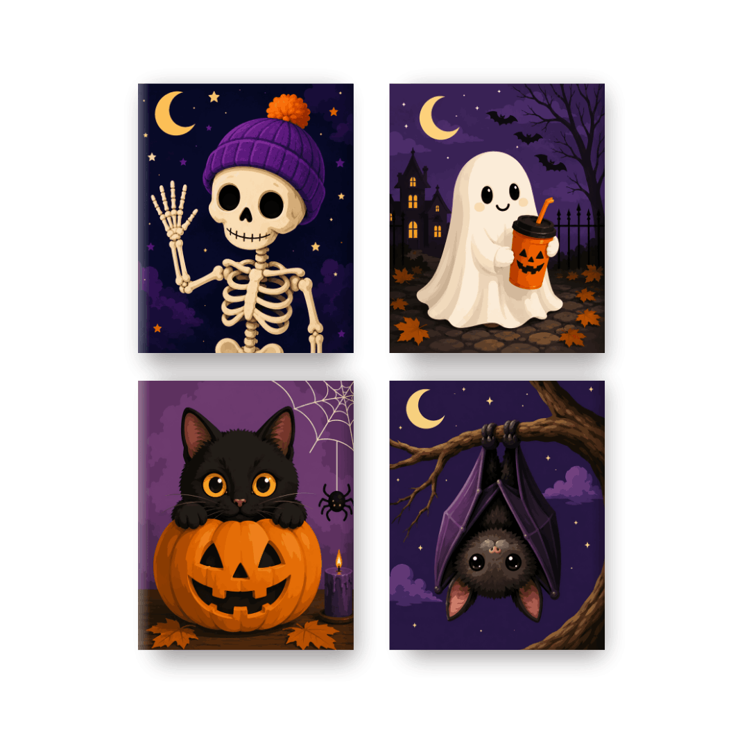4 Mini Paintings | Pumpkin Pals Set