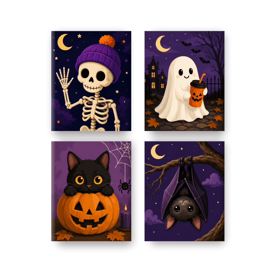 4 Mini Paintings | Pumpkin Pals Set