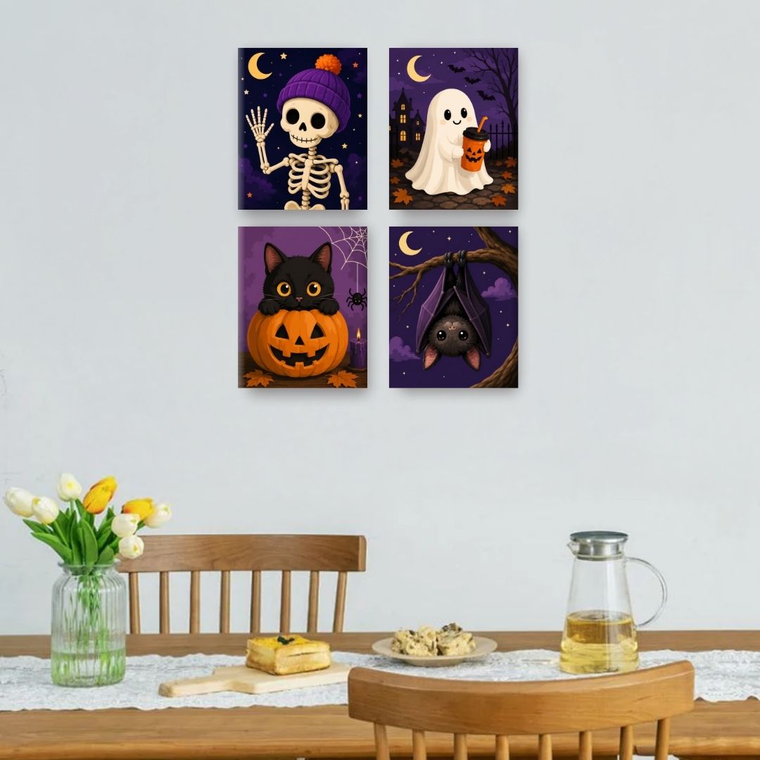 4 Mini Paintings | Pumpkin Pals Set
