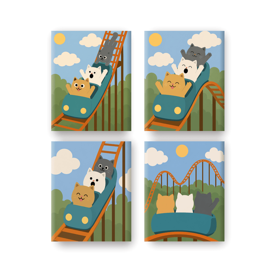 4 Mini Paintings | Kitty Coaster Set