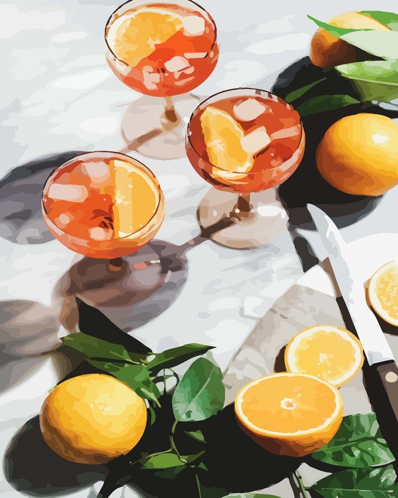 Orange Summer Drinks Set | Paint by Numbers