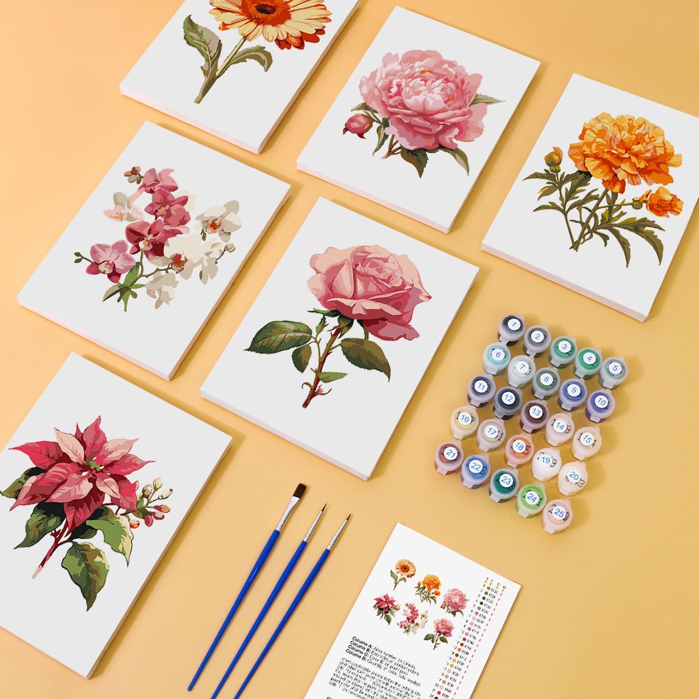 6 Mini Paintings | Flowers Set