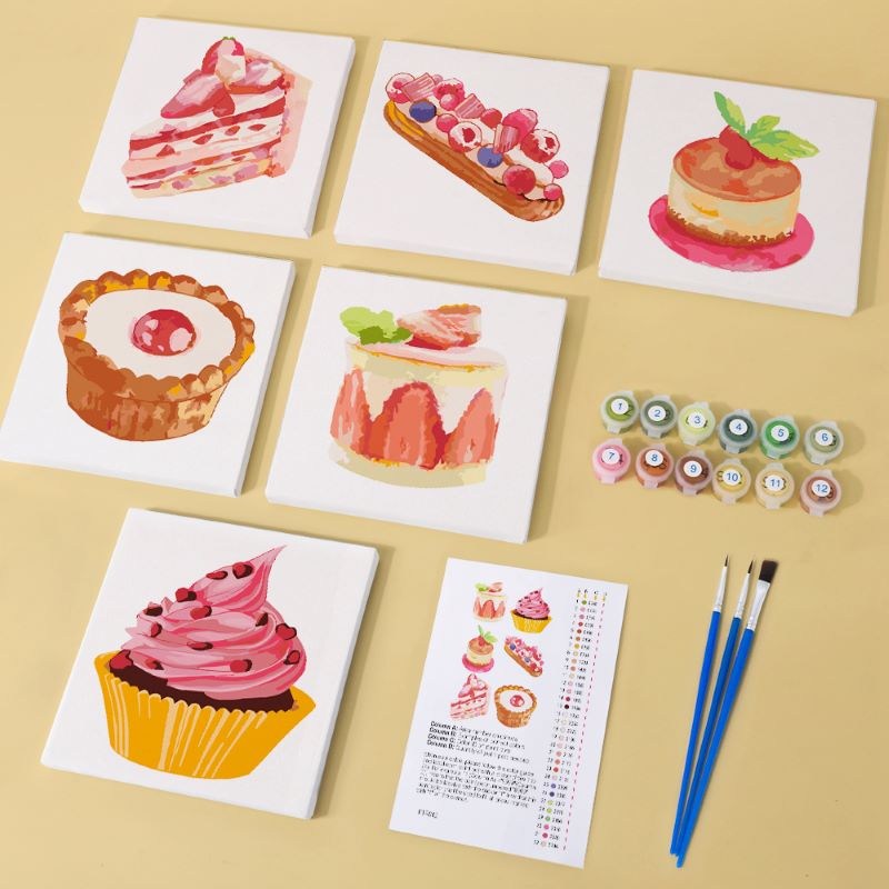 6 Mini Paintings | Pastries Set
