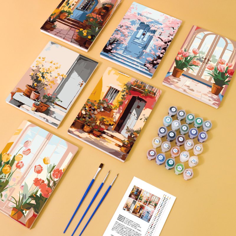 6 Mini Paintings | Colorful Doors Set