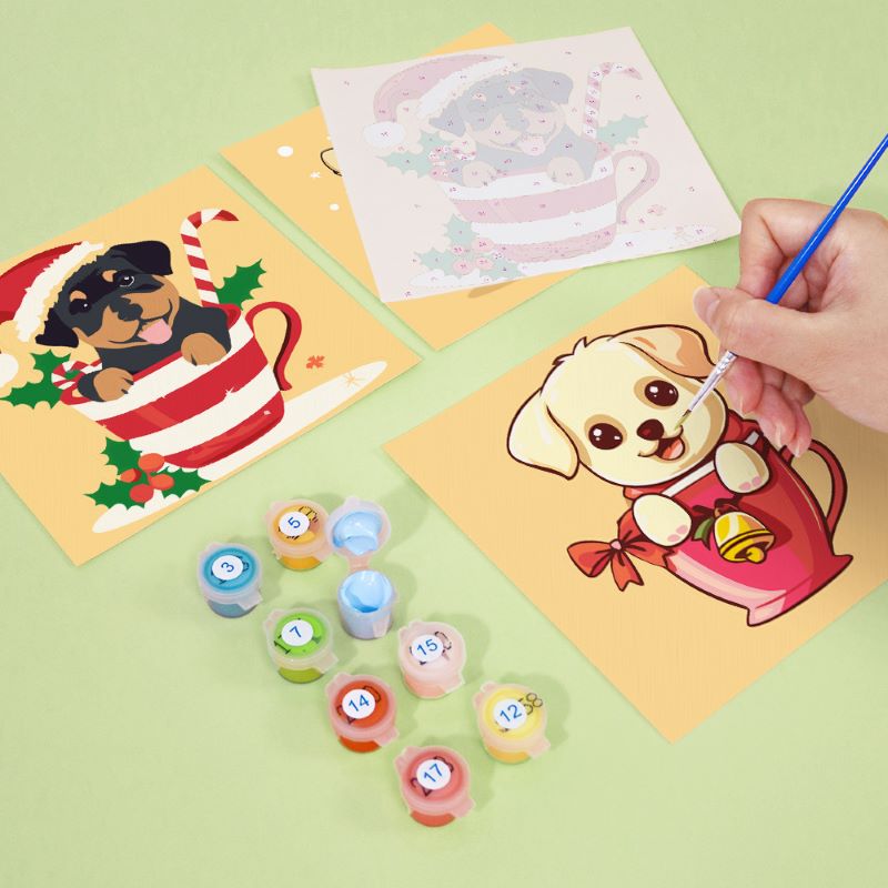 6 Mini Paintings | Christmas Dogs Set