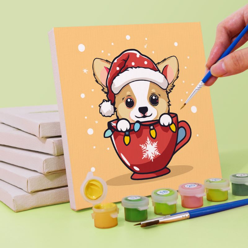 6 Mini Paintings | Christmas Dogs Set