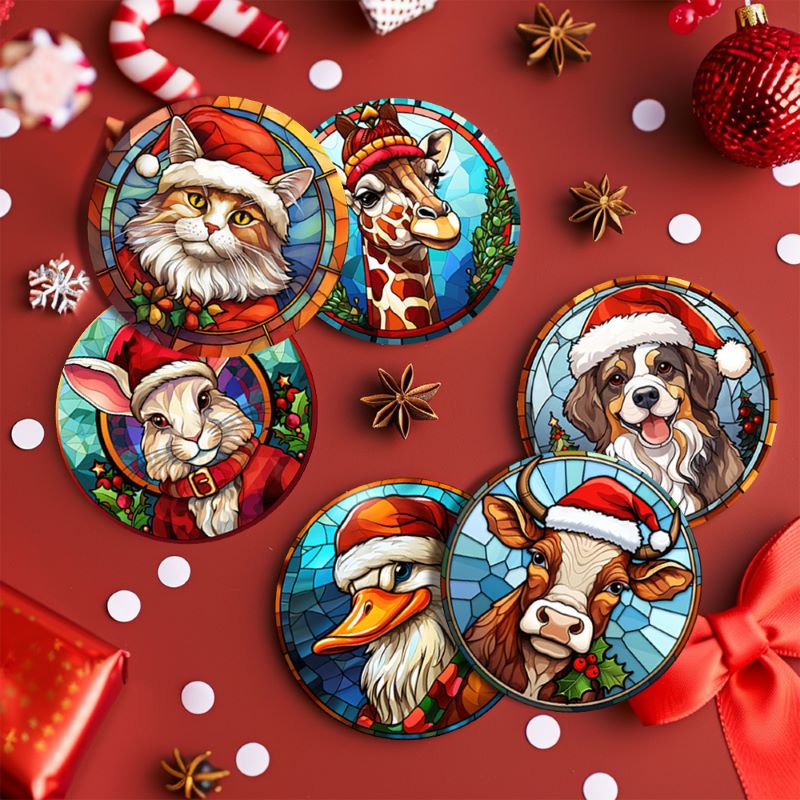 Christmas Coasters | 6 Pieces | Paint by Numbers