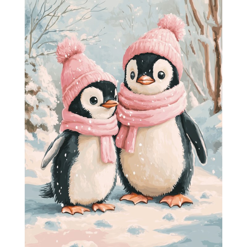 Penguins in the Snow | Paint by Numbers