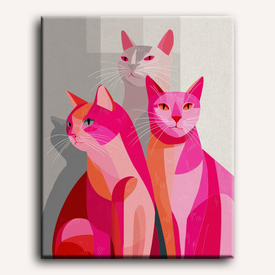 Pink Cats | Paint by Numbers