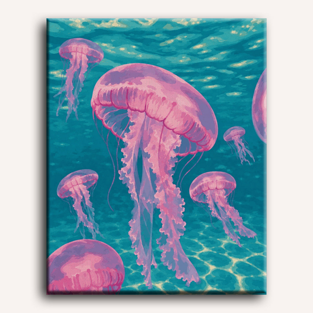 Pink Jelly Fishes | Paint by Numbers
