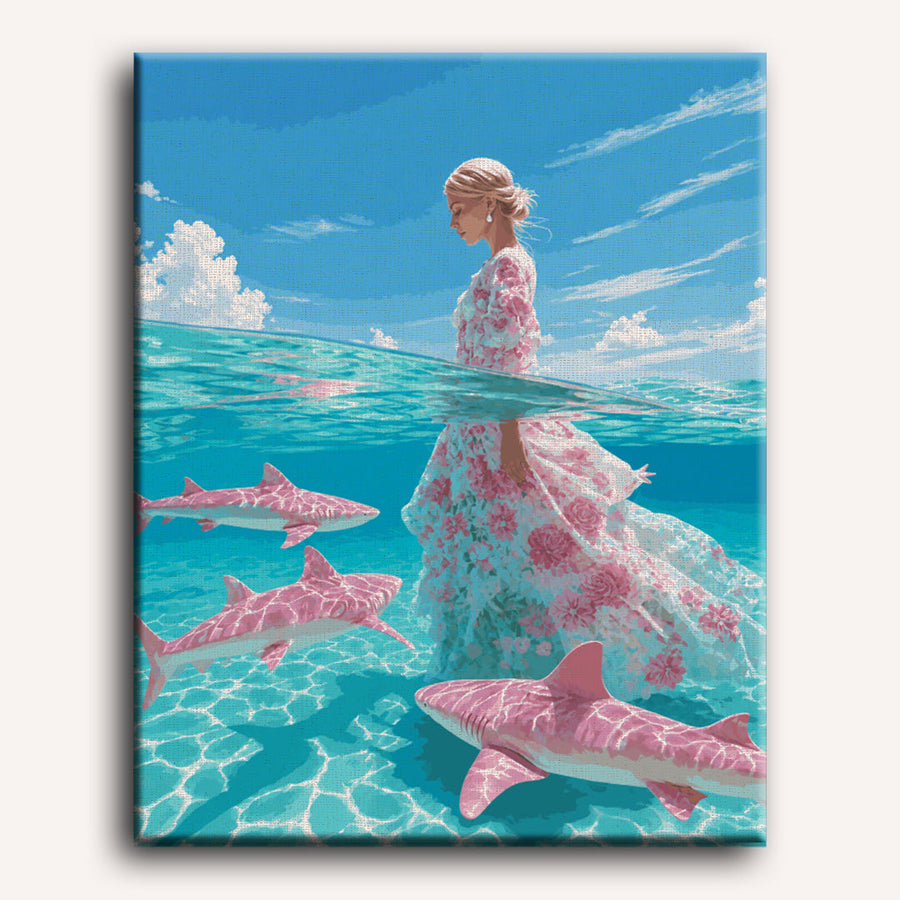 Pink Sharks | Paint by Numbers