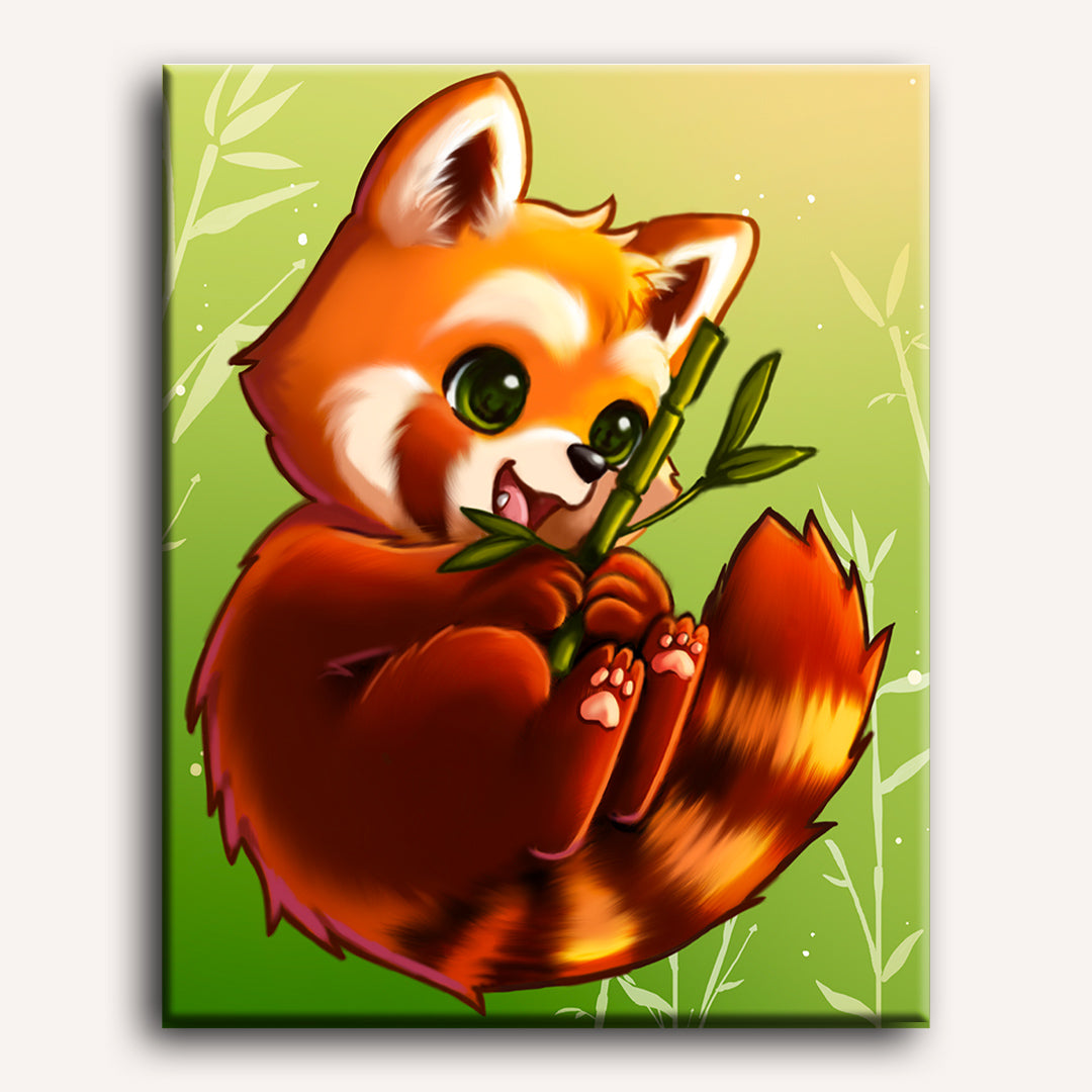 Red Panda With Bamboo | Paint by Numbers