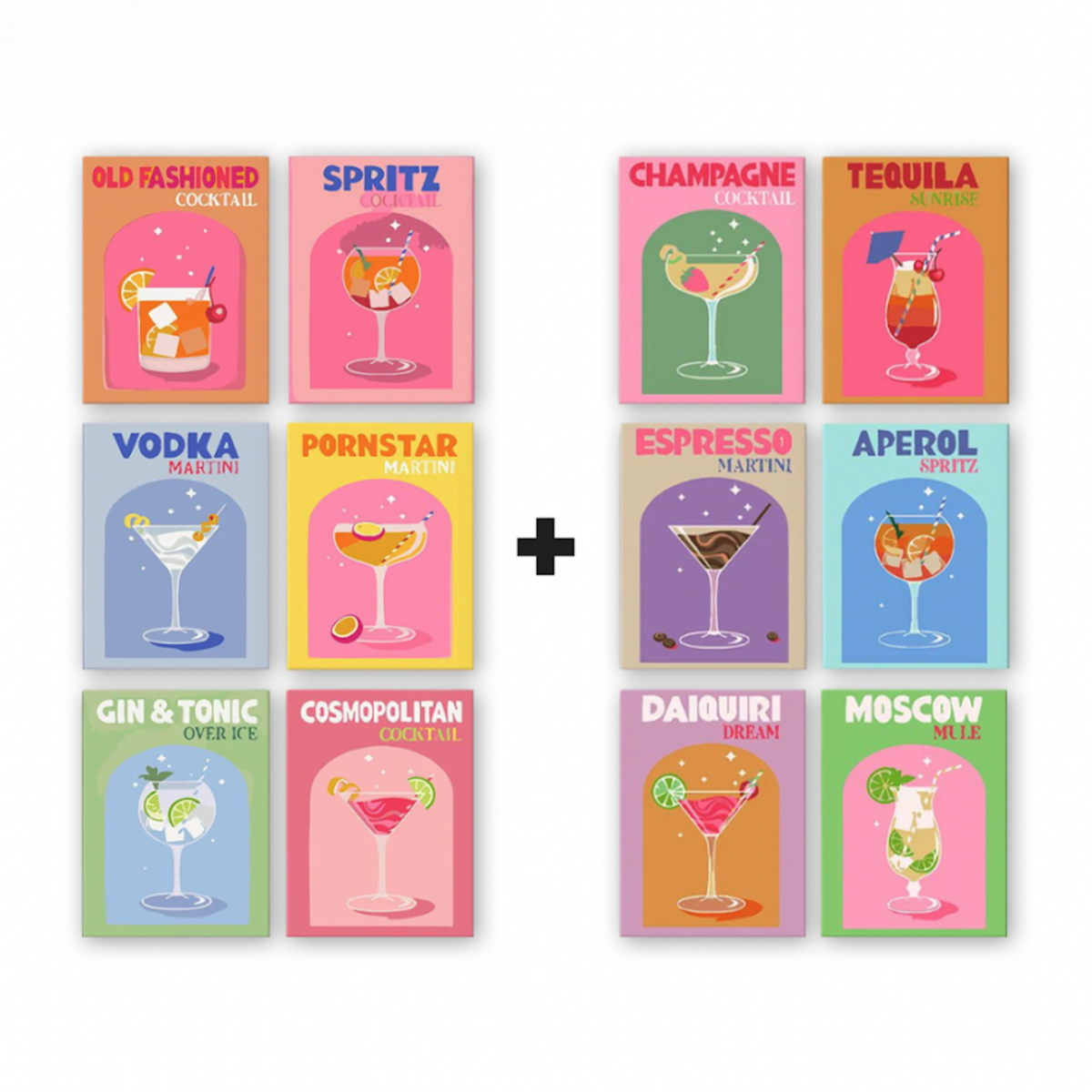 12 Mini Paintings | Colorful Cocktail Set