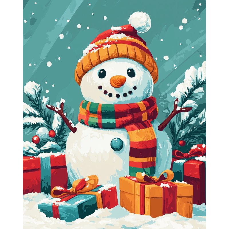 Snowman with Gifts | Paint by Numbers