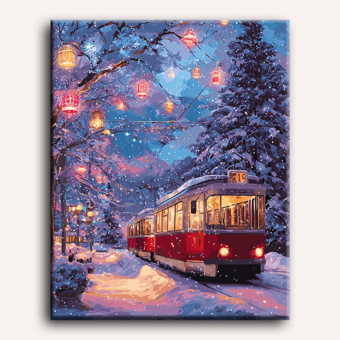 Snowy Tram | Paint by Numbers