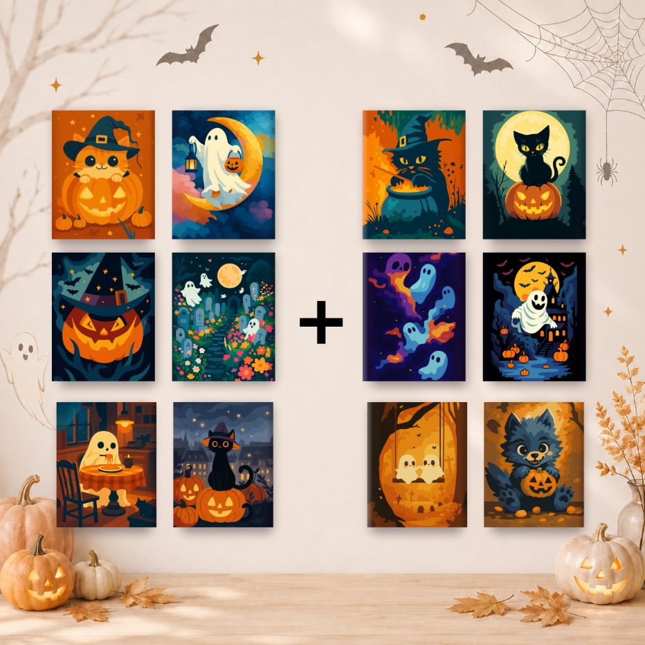 12 Mini Paintings | Spooky Autumn Set