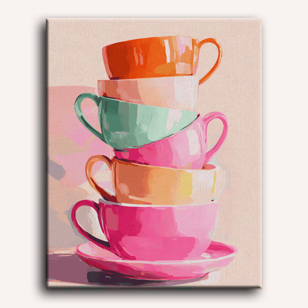 Stacked Teacups | Paint by Numbers