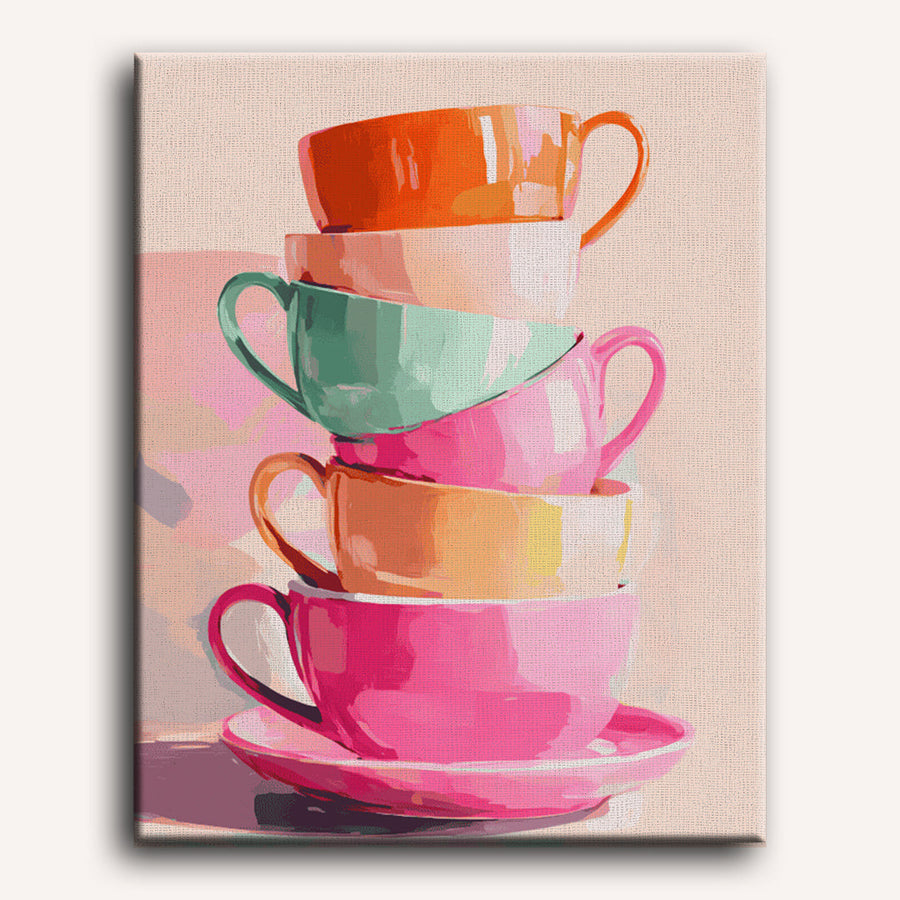Stacked Teacups | Paint by Numbers