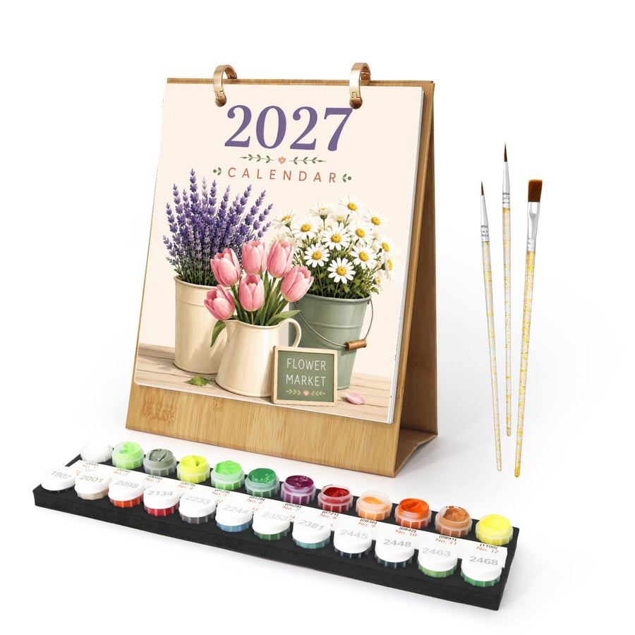 2027 Desk Calendar | Flower Market Set