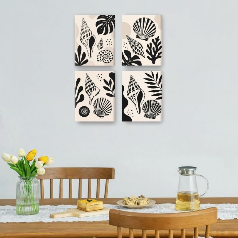4 Mini Paintings | Seashell Set