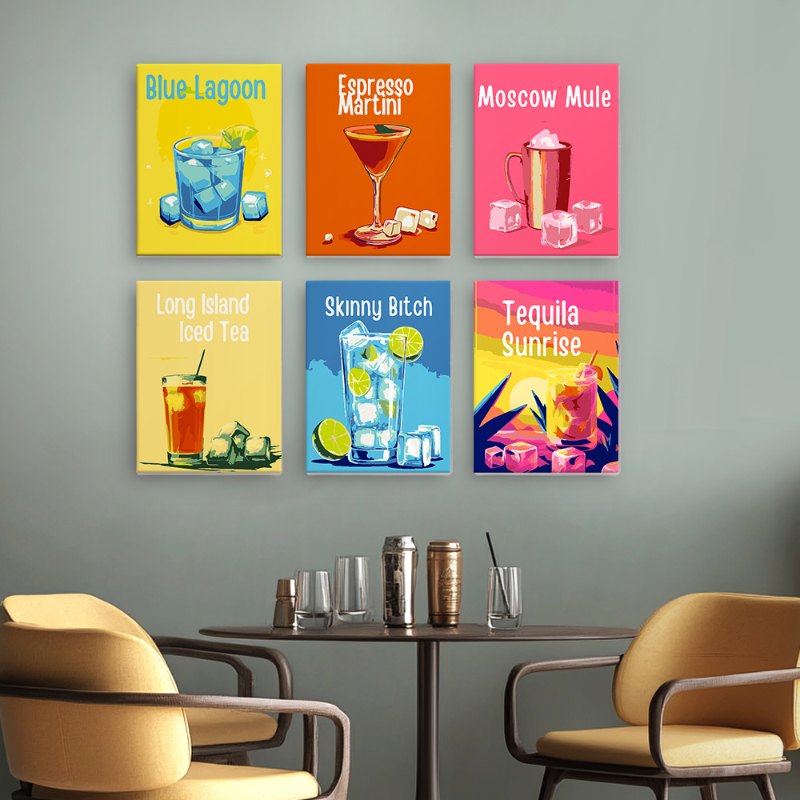 6 Mini Paintings | Happy Hour Cocktail Set