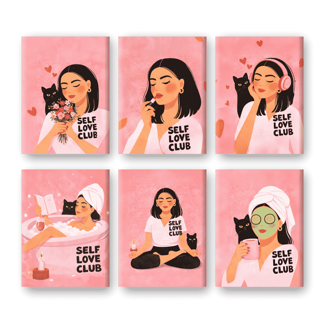 6 Mini Paintings | Self Love Club Set