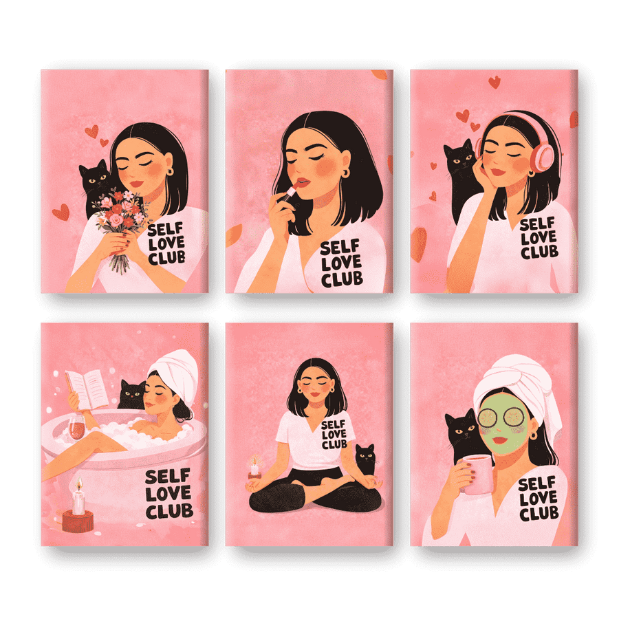 6 Mini Paintings | Self Love Club Set