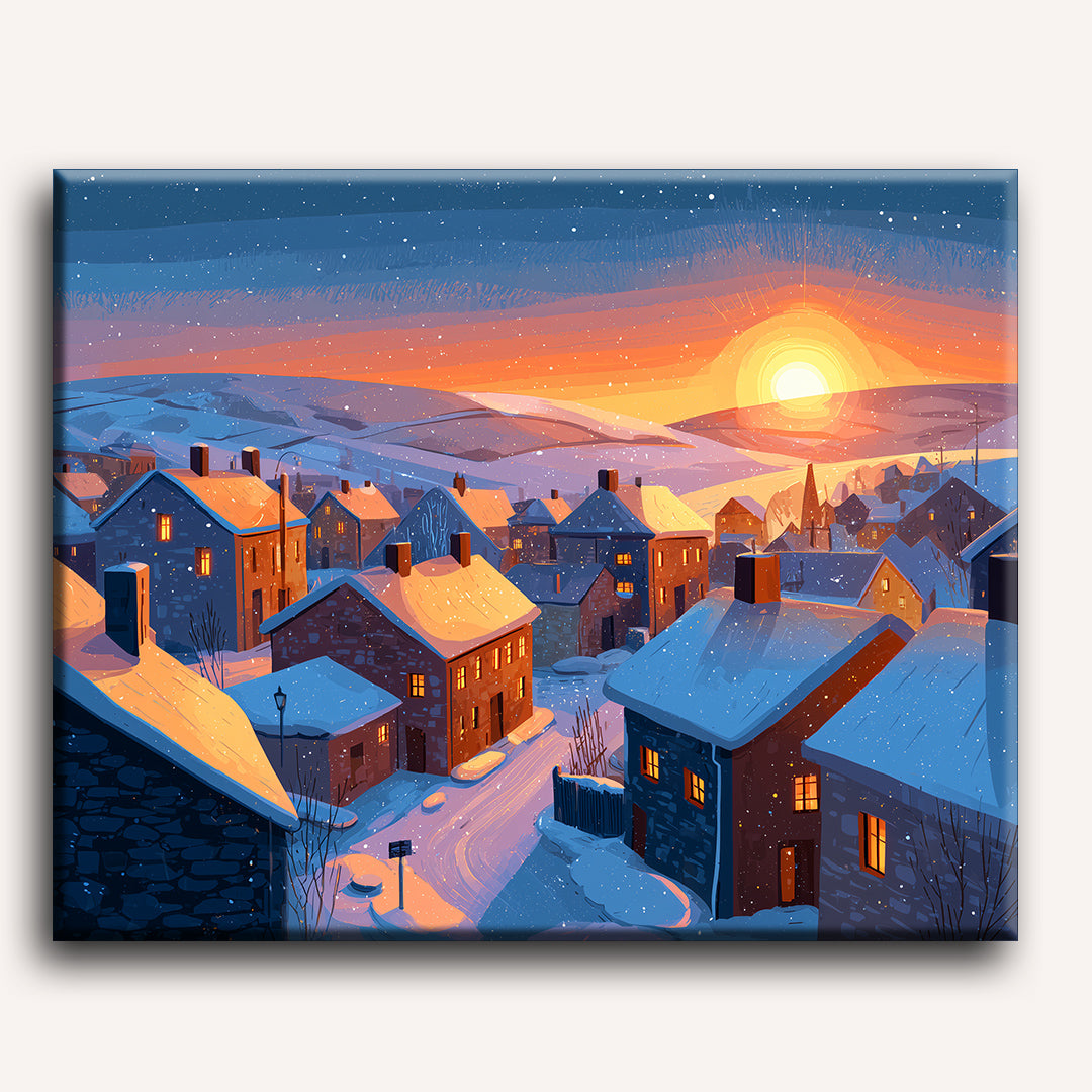 Golden Winter Village | Paint by Numbers